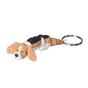 Basset brelok 3D trójkolorowy pies z długimi uszami